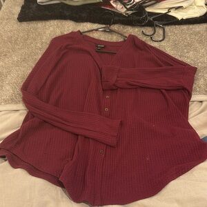 ana large maroon button up
